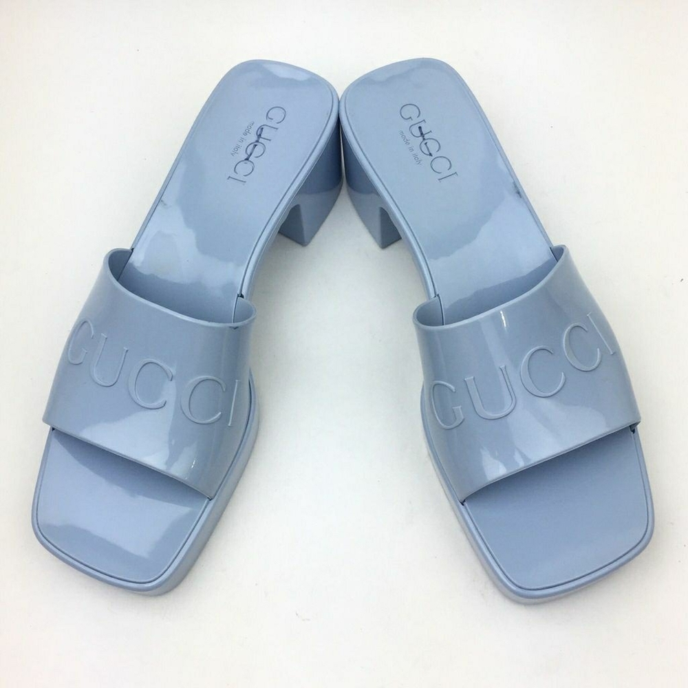 GUCCI Rubber Logo Platform Slide Sandal sz 6 - Picture 10 of 13